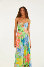 Vestido Longo Alças Estampado Amor De Flor