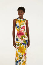 Vestido Recorte Estampado Floral Malu