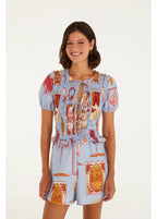 Macaquinho Lastex Selo Vintage Azul