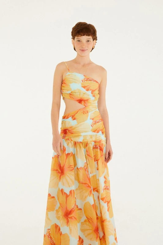 Vestido Barra Irregular Estampado Vestida De Flor