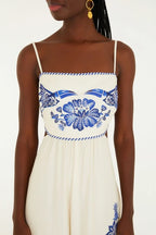 Macacão Pantalona Estampado Coqueiro Tropical