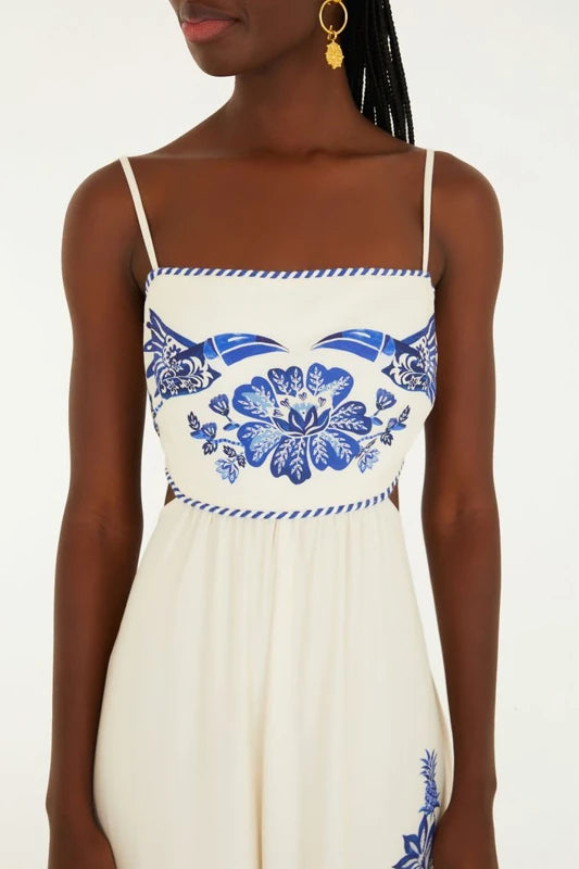 Macacão Pantalona Estampado Coqueiro Tropical