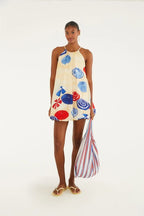 Vestido Curto Balonê Estampado Guarda Sol