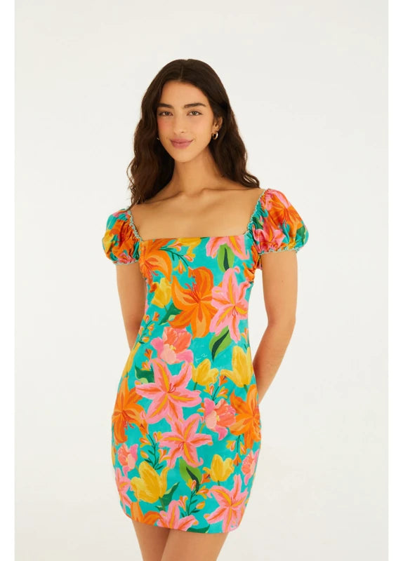 Vestido Curto Estampado Amor De Flor