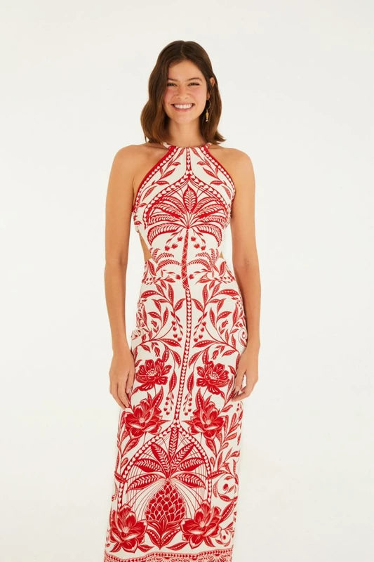 Vestido Midi Estampado Coqueiro De Flor