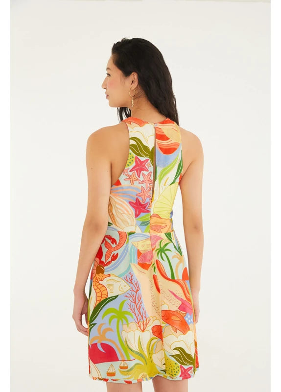 Vestido Curto Estampado Festa De Mar