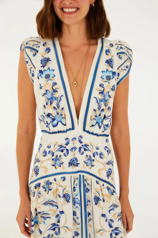 Vestido Cropped Estampado Azulejaria