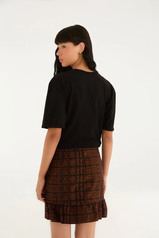 Saia Curta Estampada Tipográfico Amazônia