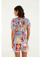 Macaquinho Lastex Selo Vintage Azul