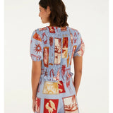 Macaquinho Lastex Selo Vintage Azul