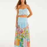 Saia Longa Estampada Jardim Primavera