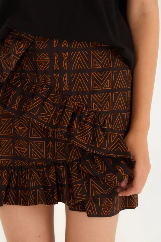 Saia Curta Estampada Tipográfico Amazônia