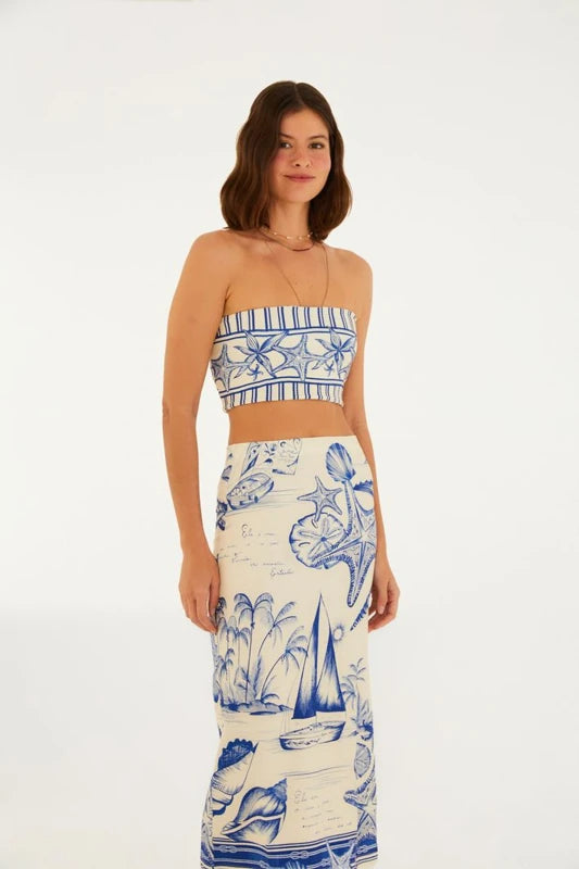 Saia Midi Estampada Aventureiro