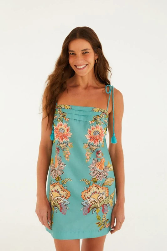 Vestido Curto Estampado Cascata Floral