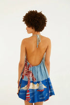 Vestido Curto Balonê Estampado Diário De Verão