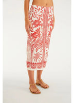 Saia Midi Reta Estampada Coqueiro De Flor