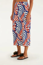 Saia Midi Estampada Concha Gráfica