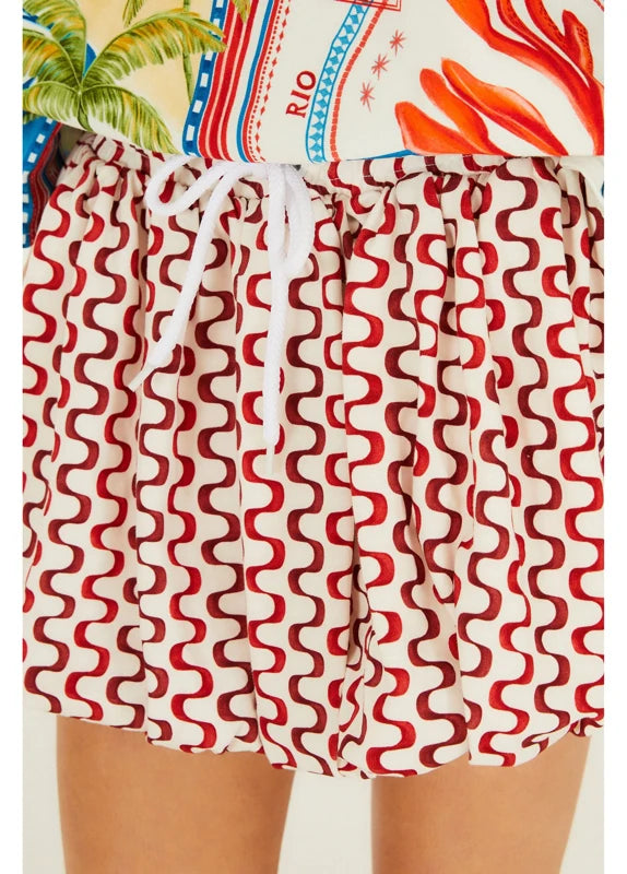 Saia Balonê Estampado Selo Praiano